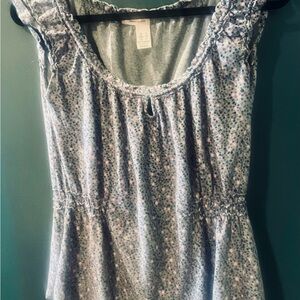 DKNY Blue Floral Ruffle Blouse